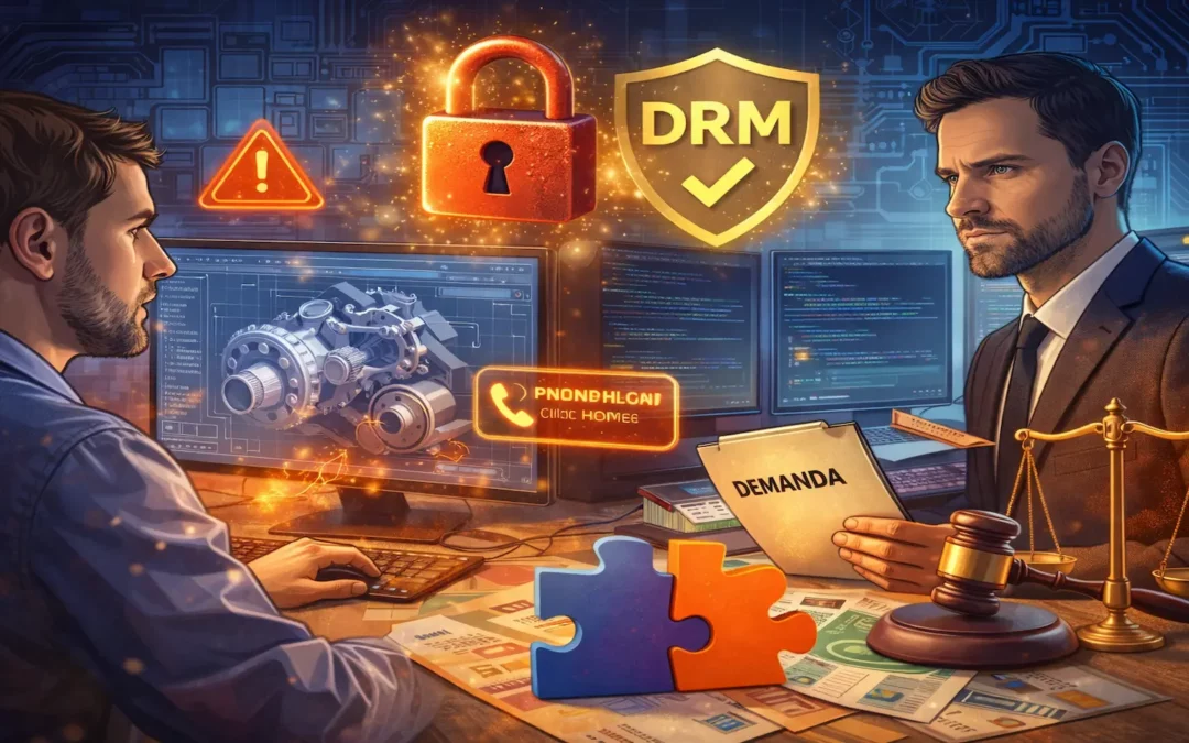 Reclamación por uso no autorizado de software CAD, DRM y sistemas «Phone Home»